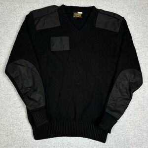 Citadel Commando Sweater Mens L Black Military V Neck Pullover Patch Epaulet UK